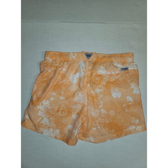 Columbia PFG Women's Drawstring Shorts Orange White Tie-dye Zip Pocket Large - Picture 2 of 11
